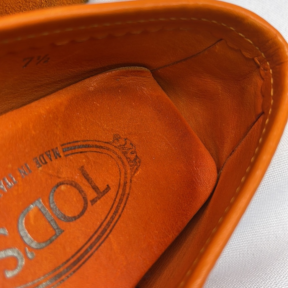 Sz7.5 TOD’S loafers orange leather - Picture 8 of 12